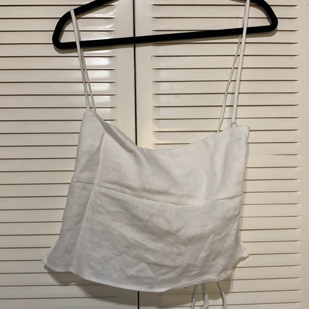 Reformation Linen Open Tie Back Top